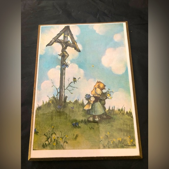 VTG Hummel Wooden Wall Plaque "Adoration” mini - Picture 1 of 3